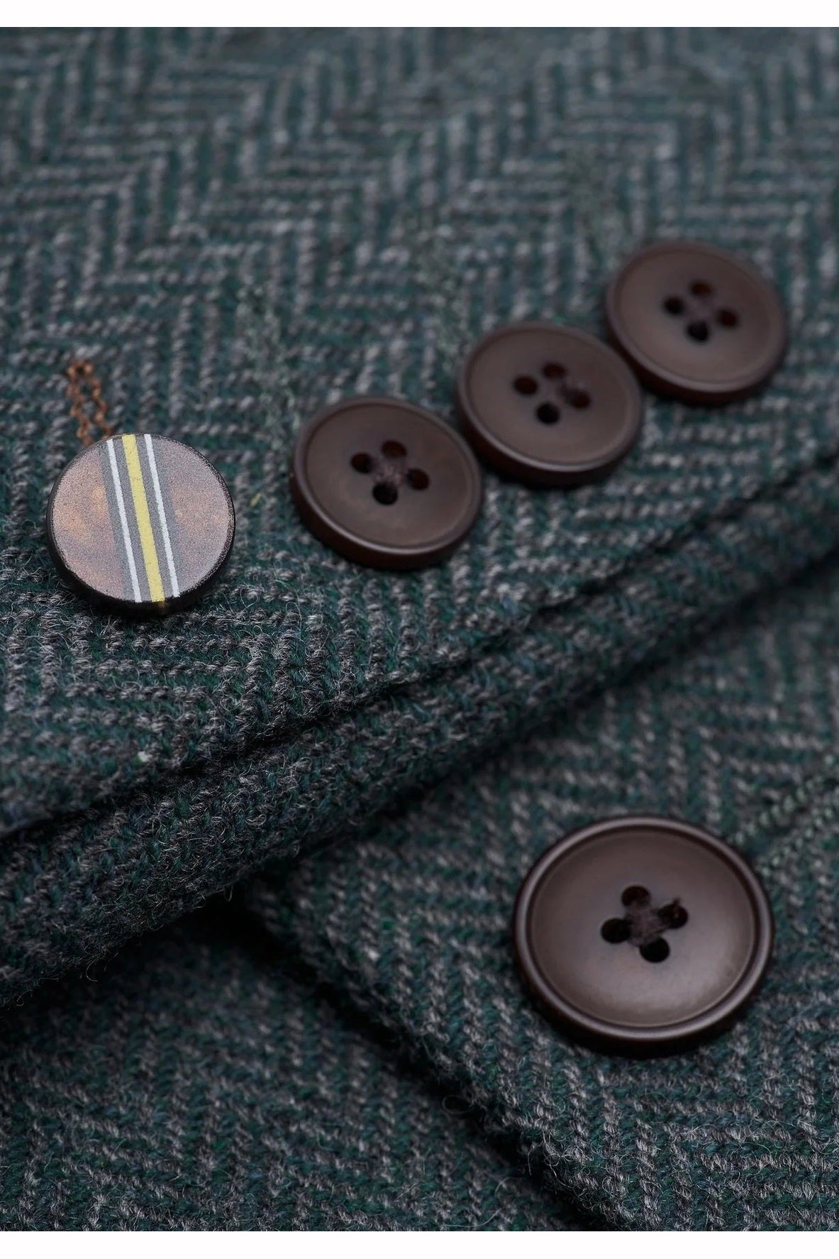 CAVANI – Thomas Olive Green Wool Blend Herringbone Jacket