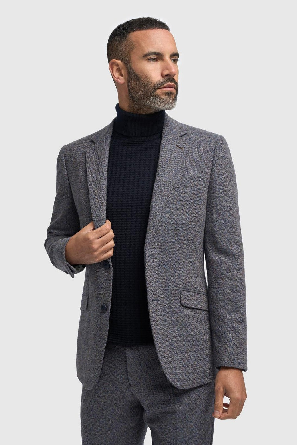 CAVANI – Thomas Savoy Grey Wool Rich Herringbone Jacket