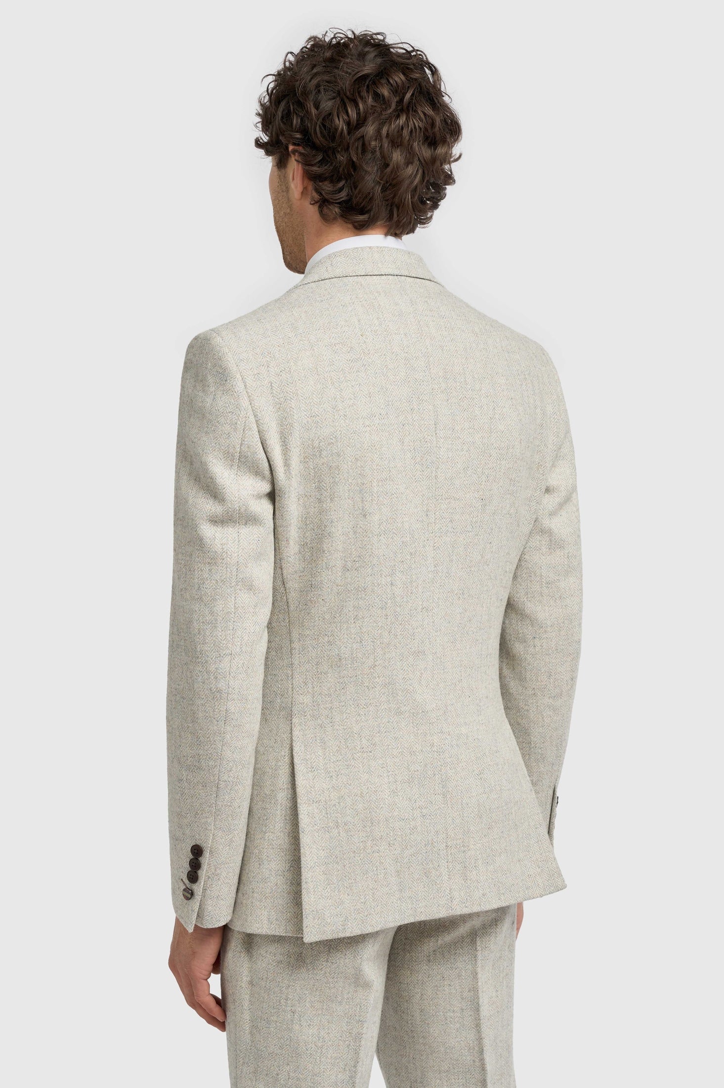 CAVANI – Thomas Pearl Grey Wool Rich Herringbone Jacket