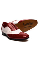 Red & White Patent Wingtip Oxford Dress Shoes – Faux Leather with Leather Lining