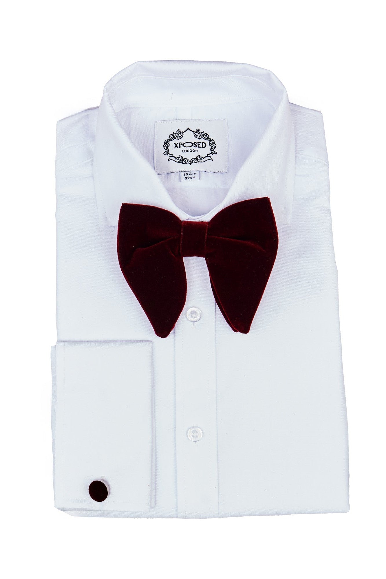 BIG MAROON VELVET BOW TIE SET