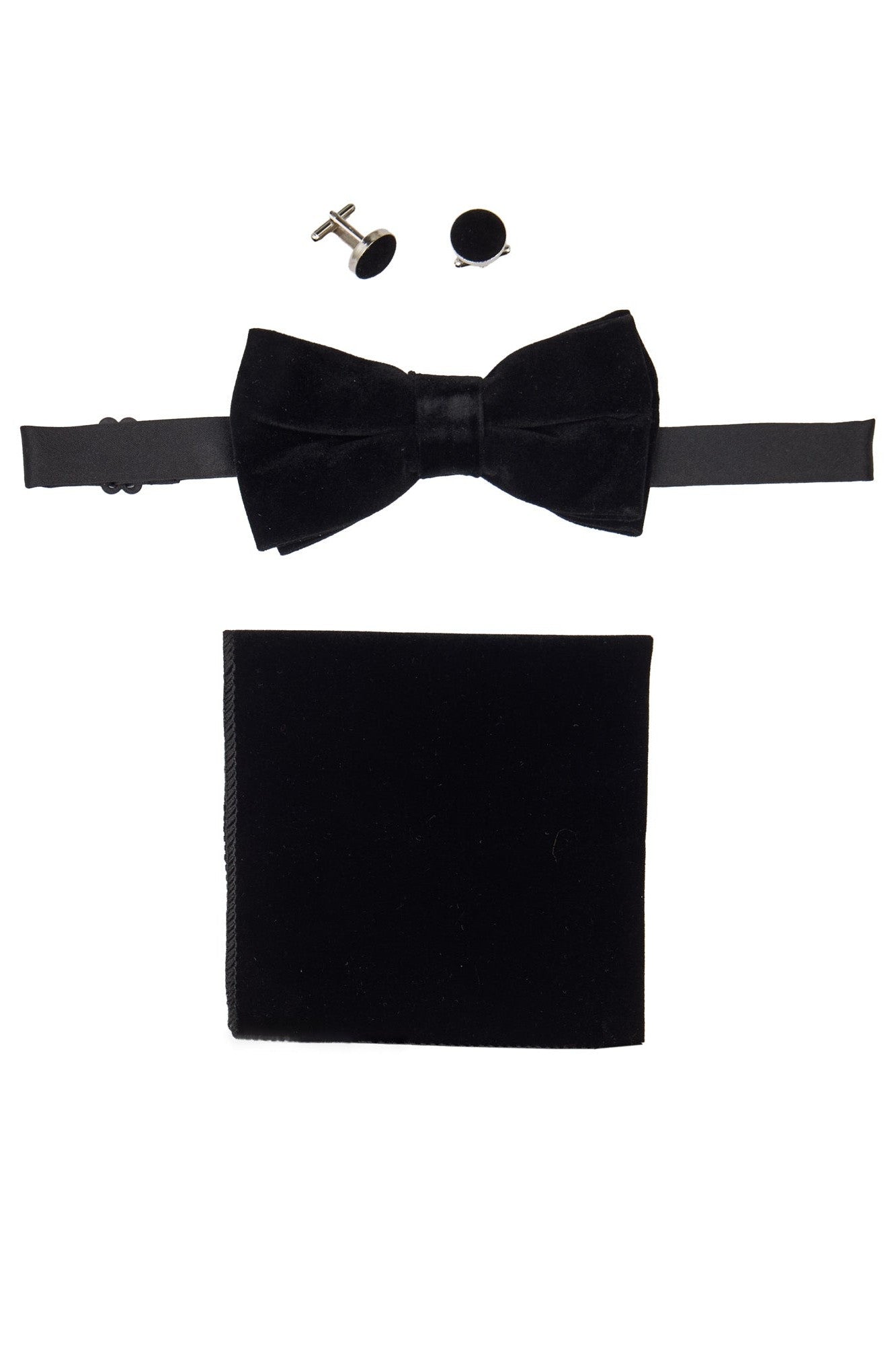 BLACK VELVET BOW TIE SET