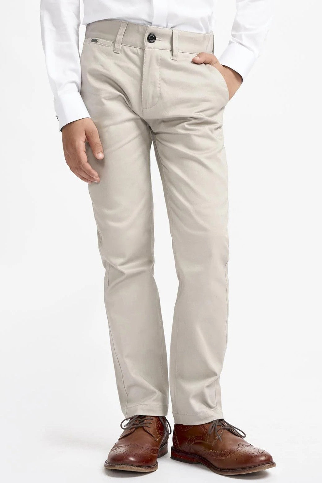 Cavani – Boys Cotton Chinos Trousers in Slate Beige