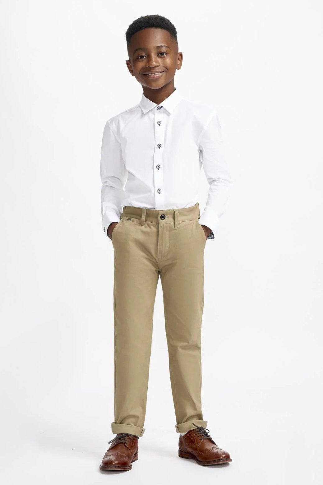 Cavani – Boys Cotton Chinos Trousers in Khaki Stone