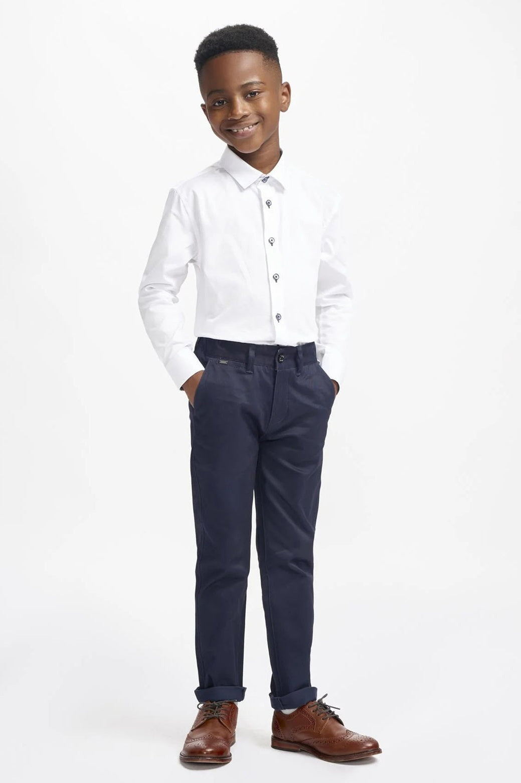 Cavani – Boys Cotton Chinos Trousers in Navy Blue