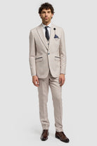 CARIDI - SLIM FIT BEIGE BLAZER SHORT