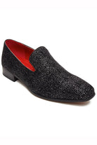 BLACK LEATHER LINED SILVER GLITTER PARTY LOAFERS