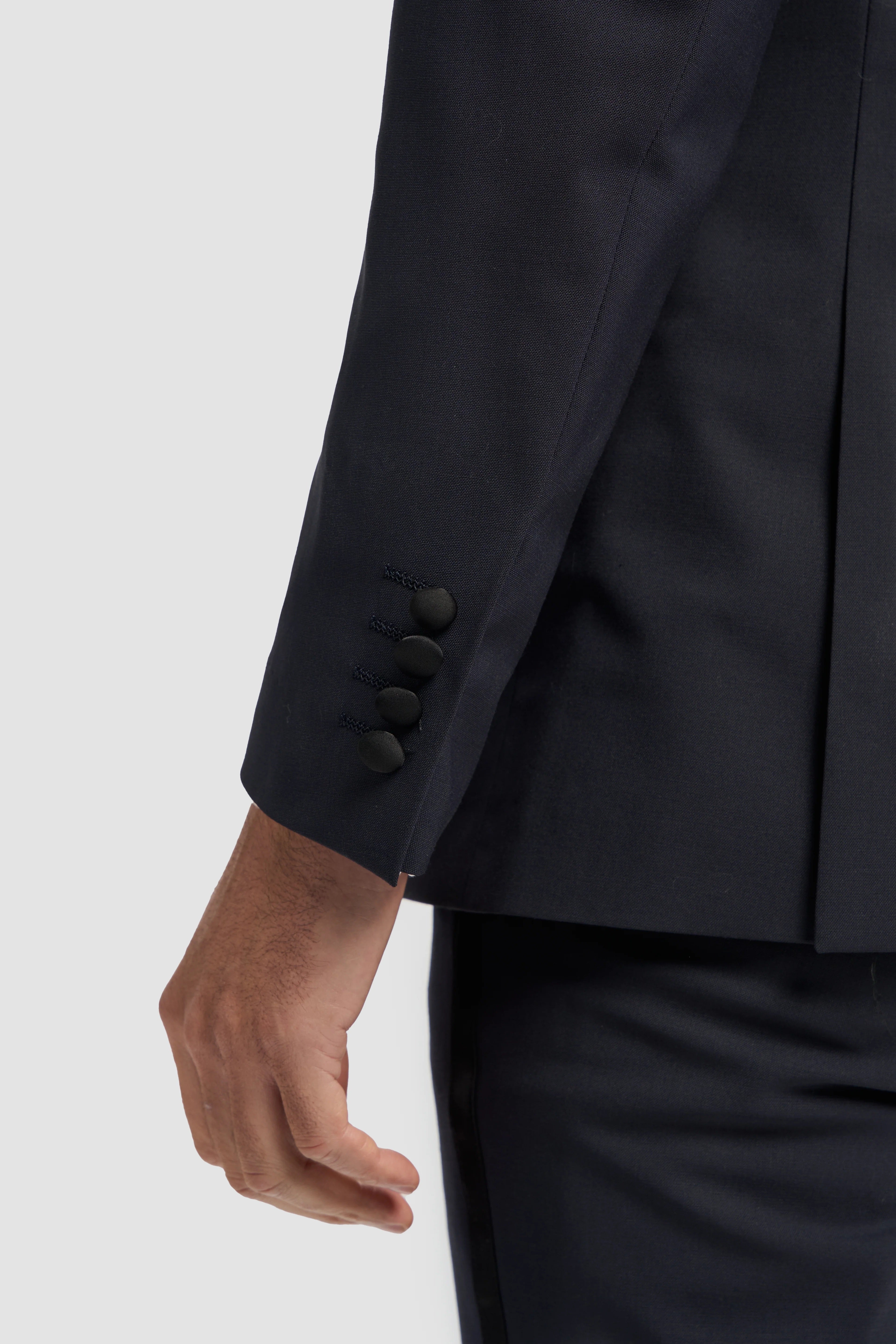 ASPEN – Midnight Navy Wool Blend Tuxedo Jacket