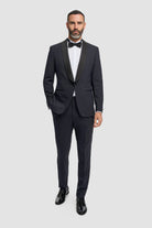 ASPEN – Midnight Navy Wool Blend Tuxedo Jacket