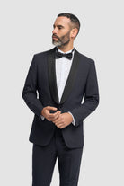 ASPEN – Midnight Navy Wool Blend Tuxedo Jacket