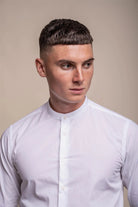 Cavani – Nicalo White Cotton Grandad Collar Shirt