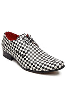Black & White Retro Checkered Lace-up Shoes