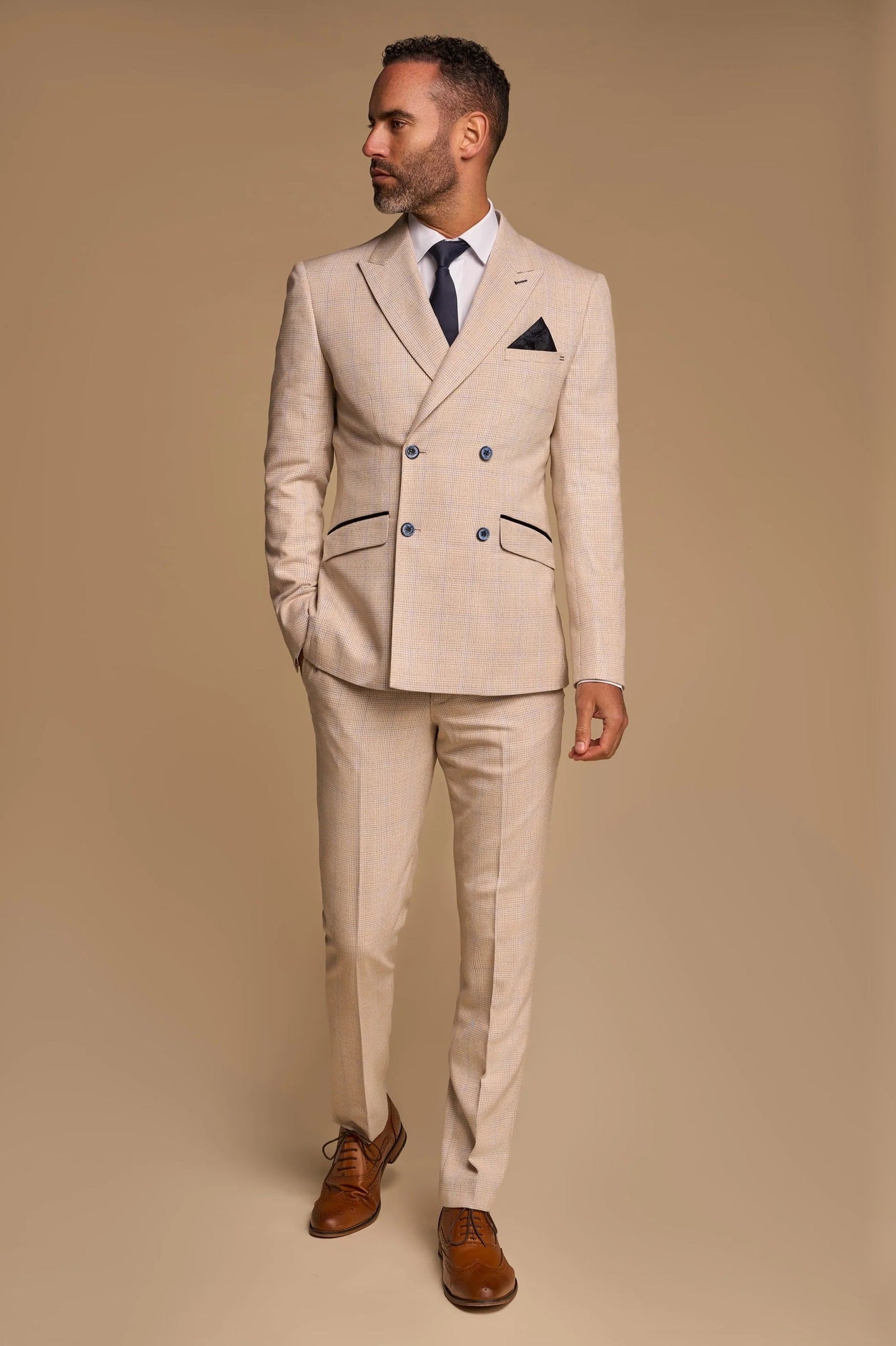 CARIDI - BEIGE 2 PIECE DOUBLE BREASTED SUIT BY CAVANI
