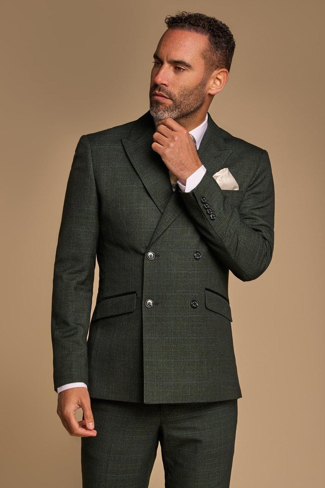 CARIDI - OLIVE 2 PIECE DOUBLE BREASTED SUIT BY CAVANI CAVANI