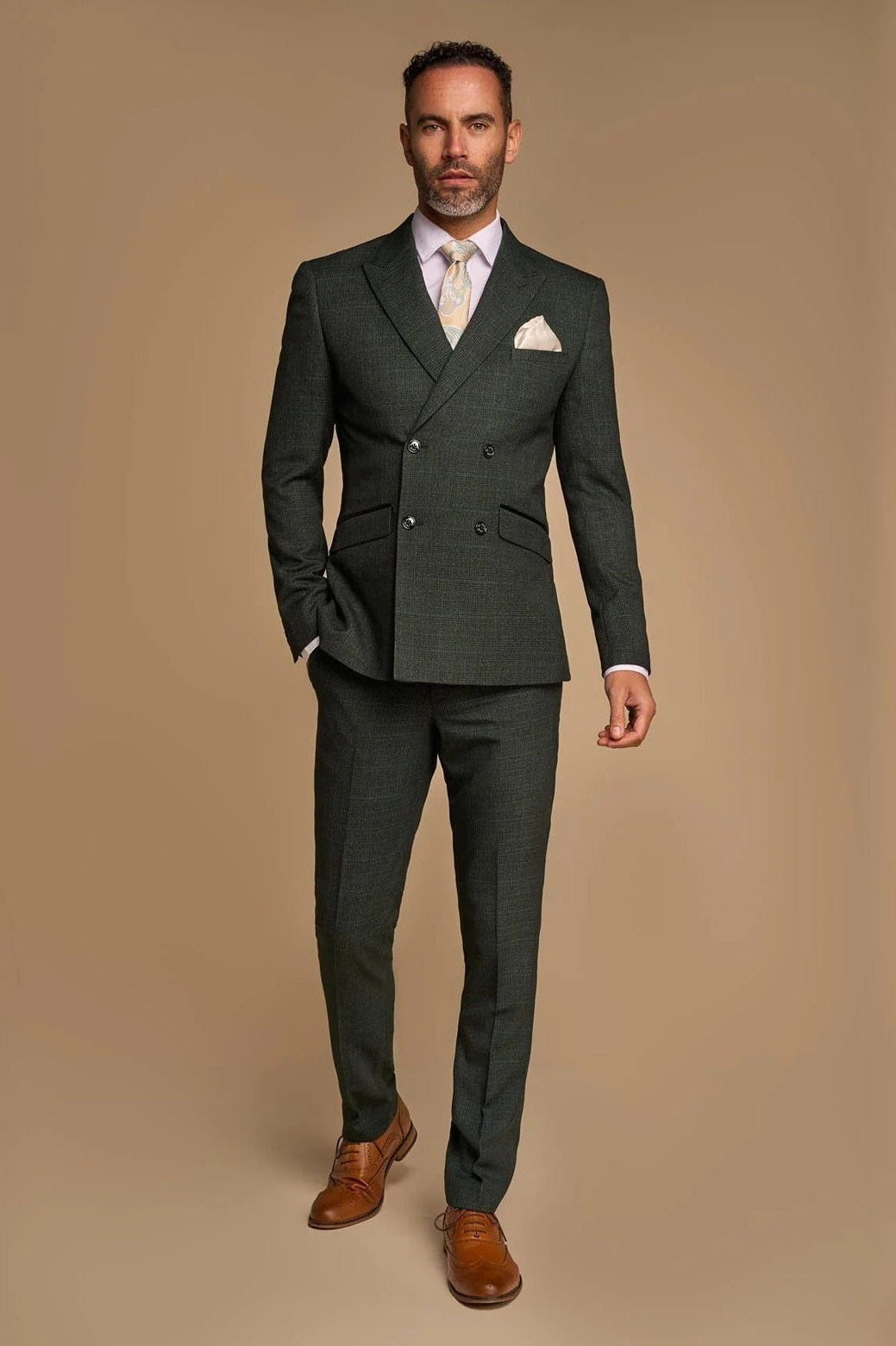 CARIDI - OLIVE 2 PIECE DOUBLE BREASTED SUIT BY CAVANI CAVANI
