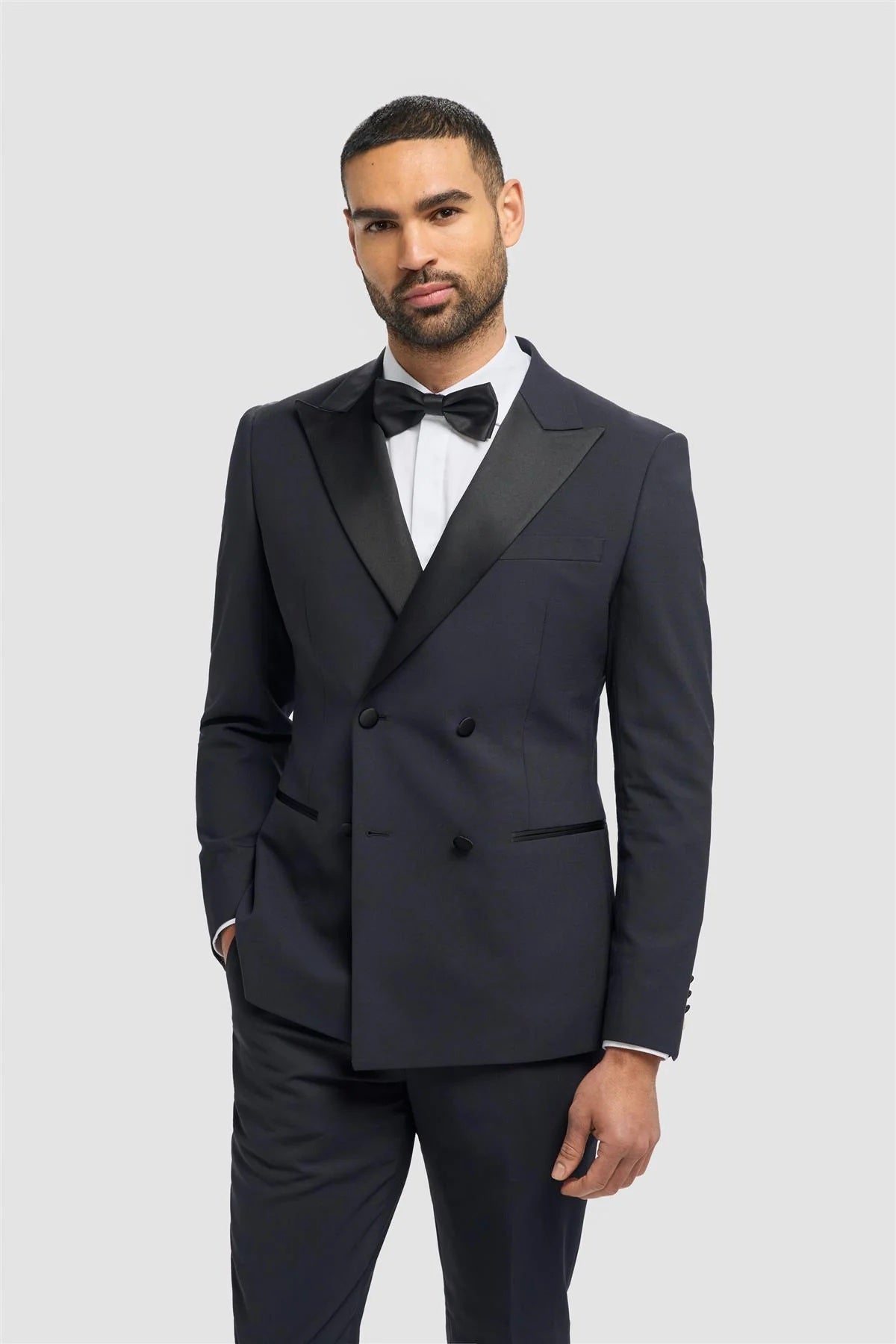 Cavani Aspen Men's Navy Double Breasted Tuxedo Jacket