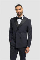 Cavani Aspen Men's Navy Double Breasted Tuxedo Jacket