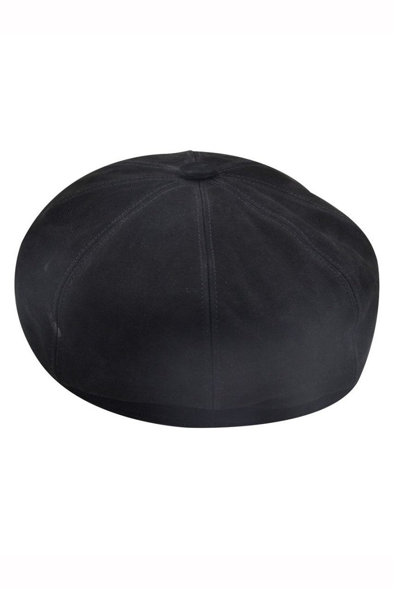 BLACK LEATHER IVY BERET BAKER BOY HAT