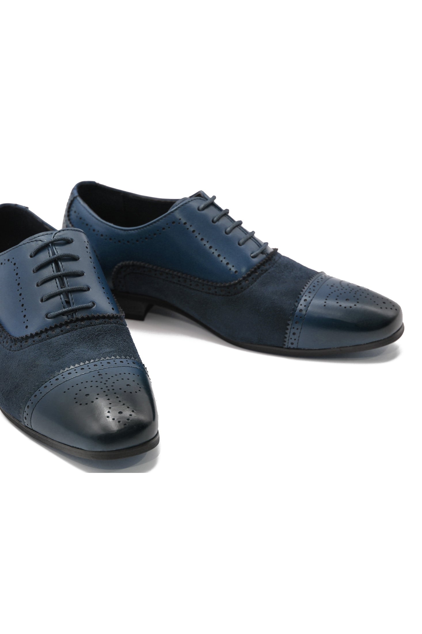 Mens Formal Brogues Navy Suede Leather shoes