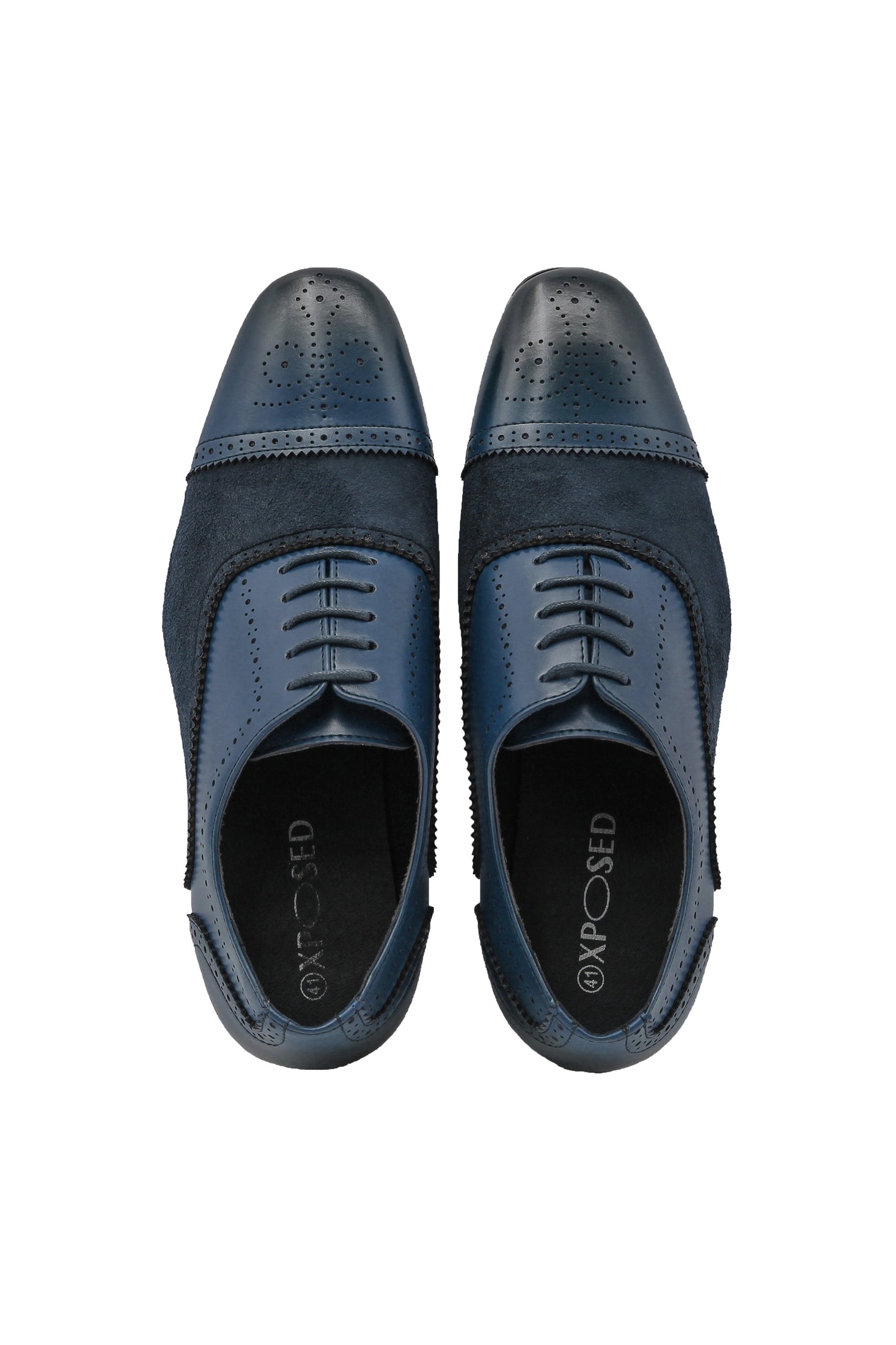 Mens Formal Brogues Navy Suede Leather shoes