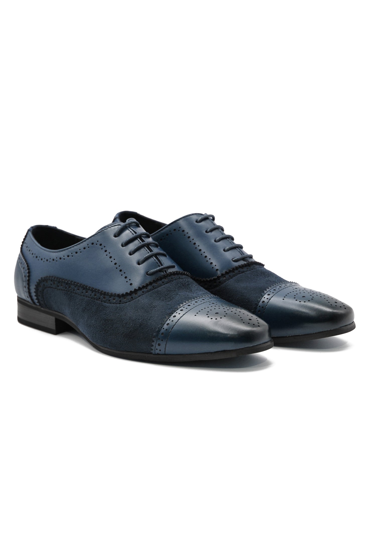 Mens Formal Brogues Navy Suede Leather shoes