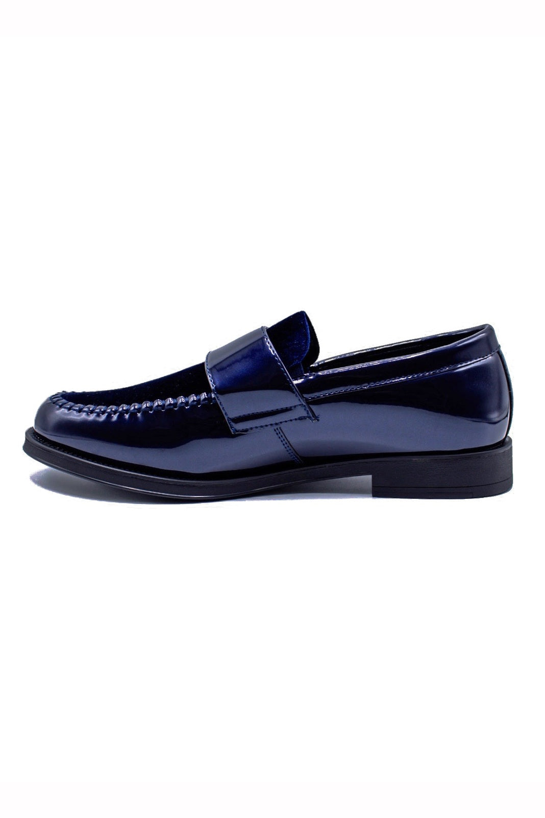 NAVY PATENT SHINY DOUBLE MONK SHOES