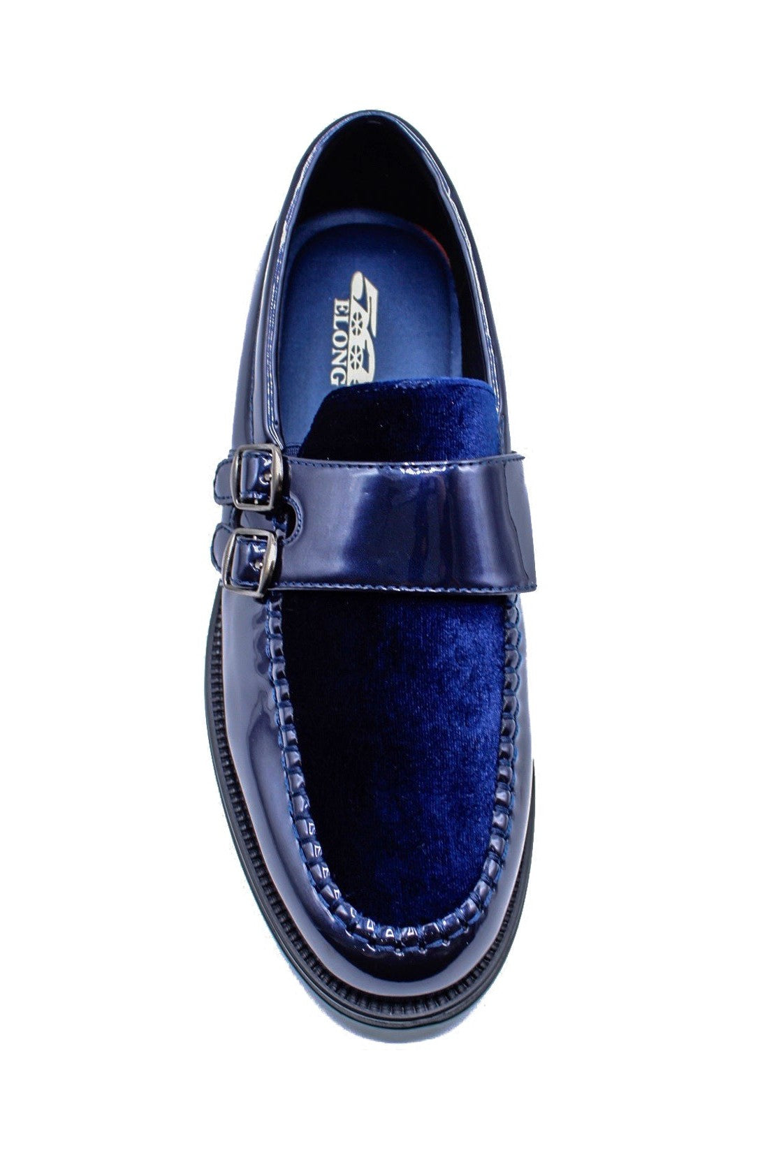 NAVY PATENT SHINY DOUBLE MONK SHOES
