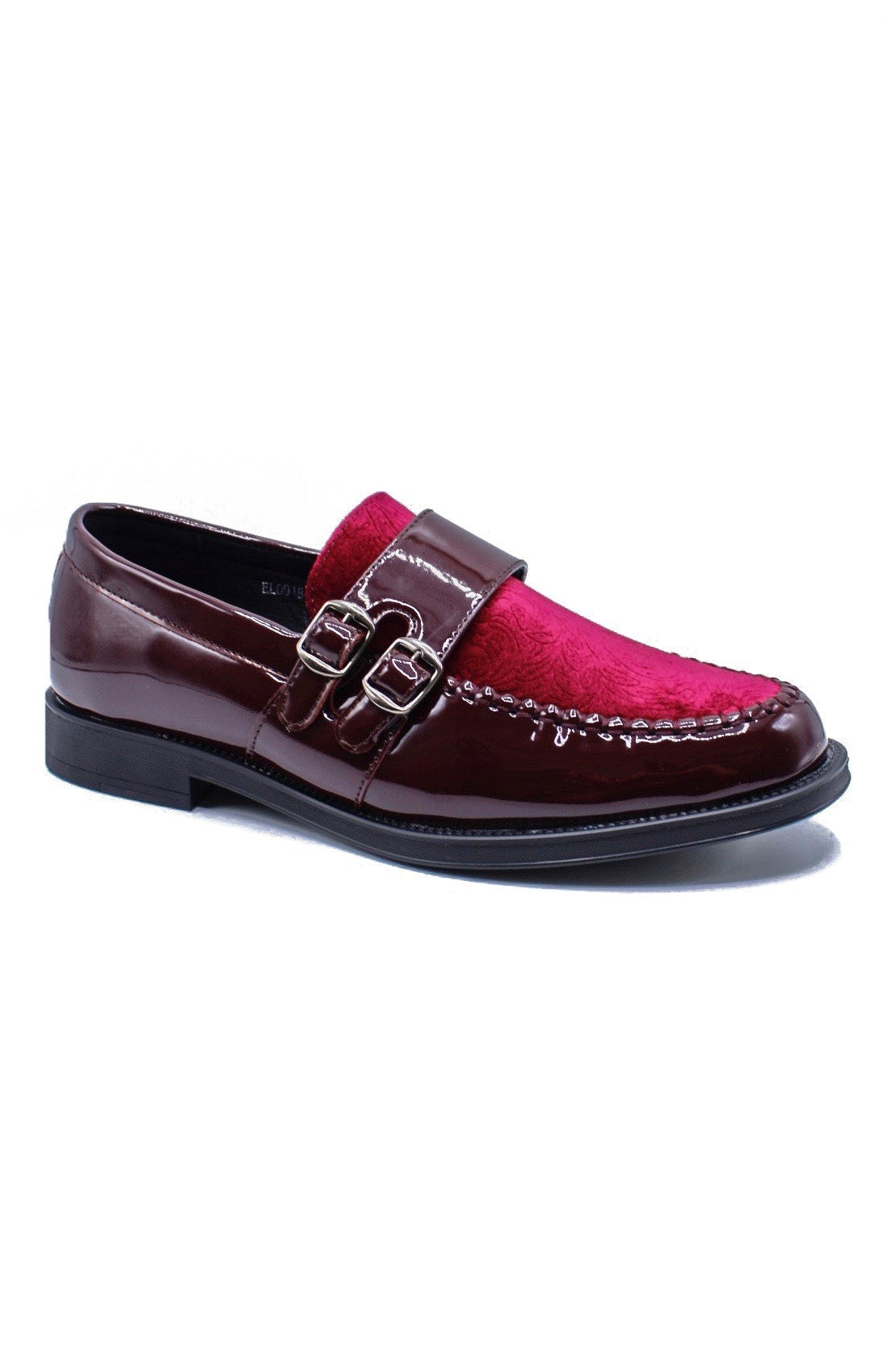 PATENT SHINY DOUBLE MONK SHOES MAROON