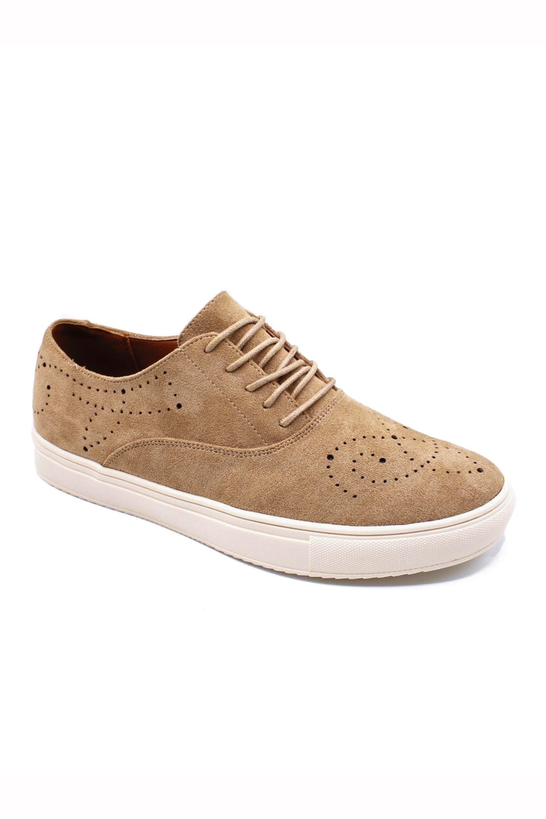 Mens Beige Suede Sports Sneaker Brogue Details