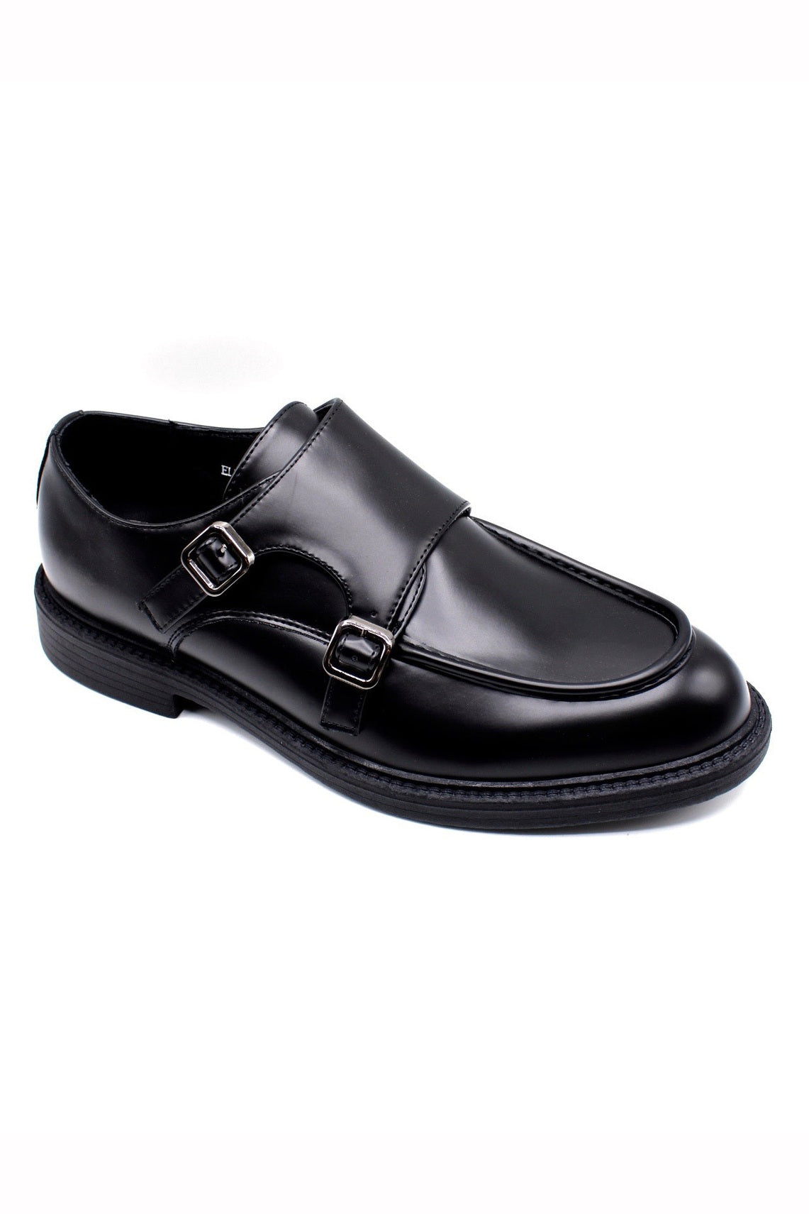 Men’s Black Double Monk Strap Moc Toe Shoes