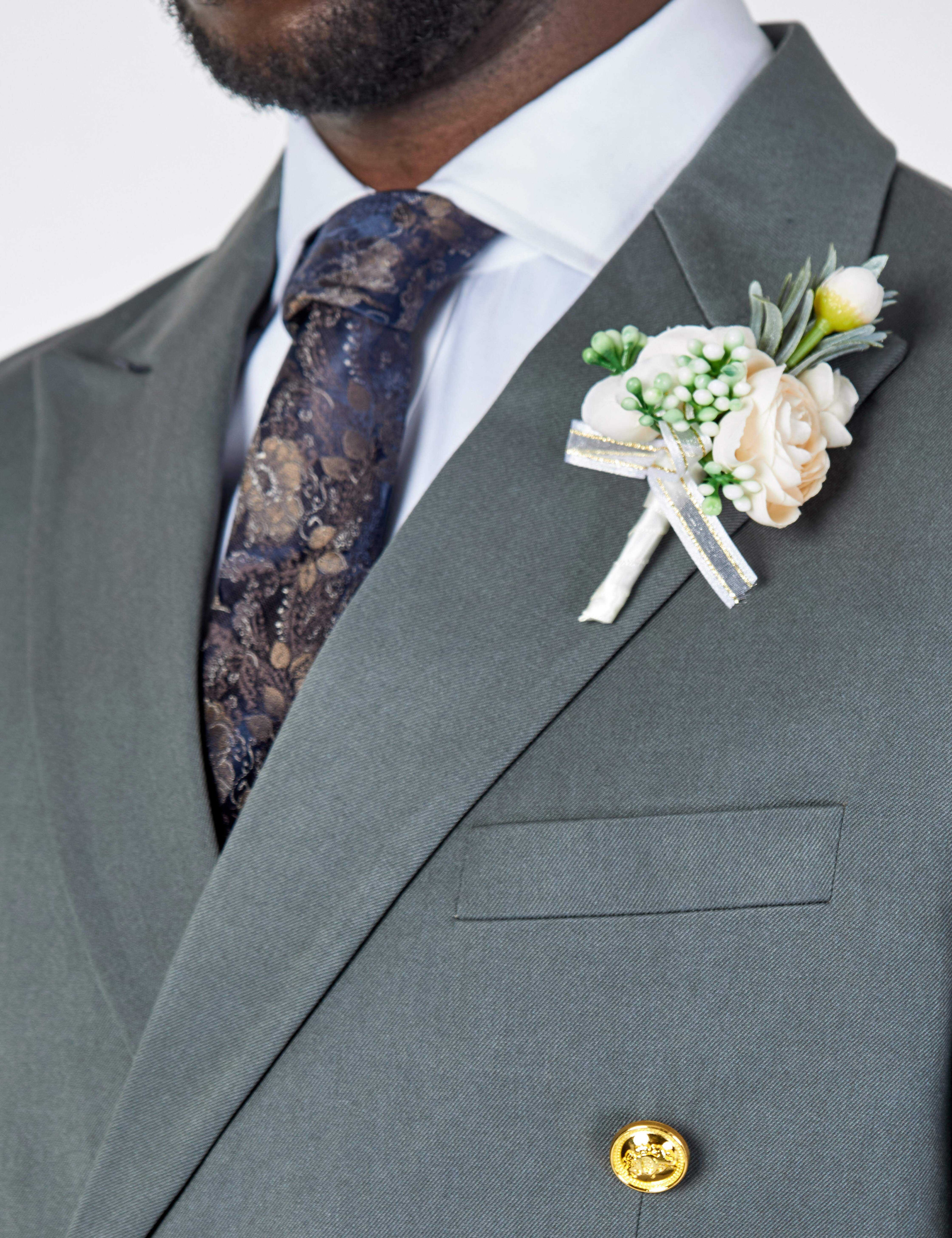 Tuxedo Flower Wedding Boutonniere Lapel Pin Sartorial Shoes