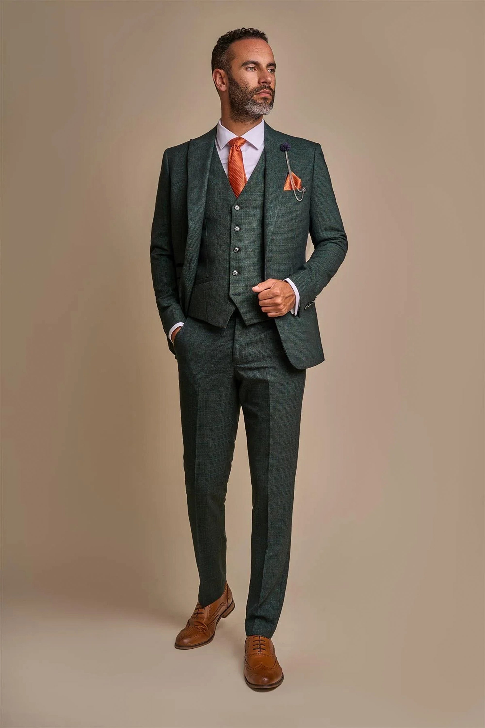 Olive tweed suit best sale