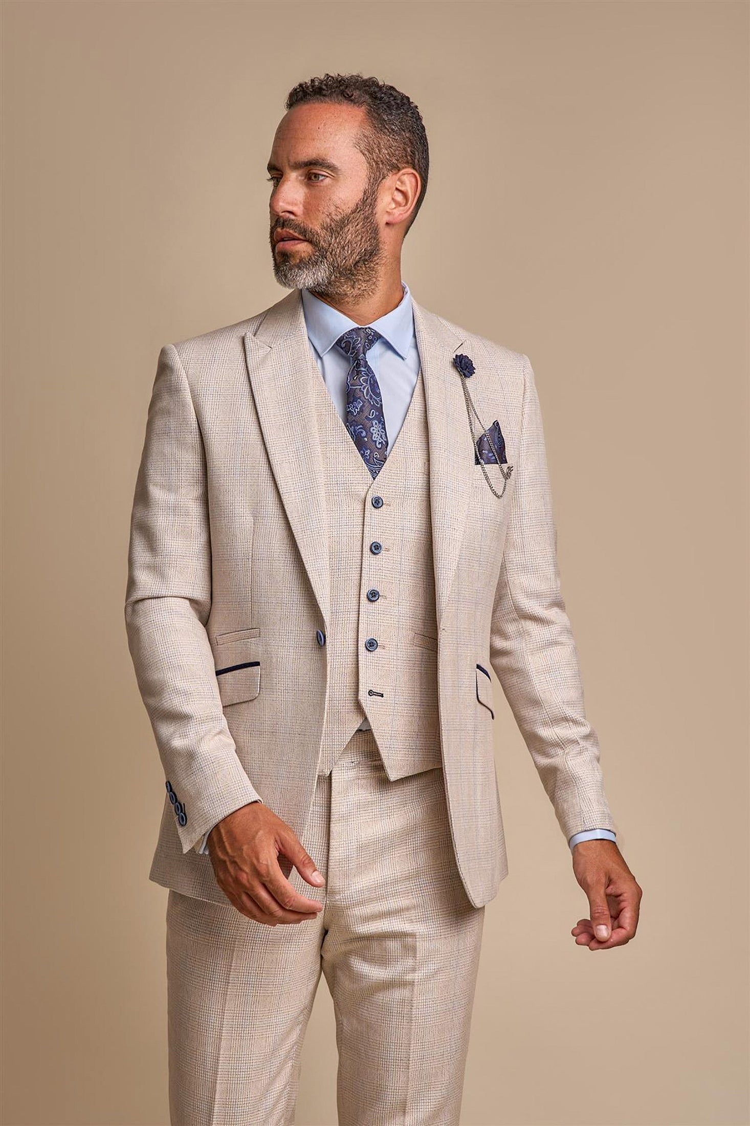 CARIDI - SLIM FIT BEIGE BLAZER CAVANI