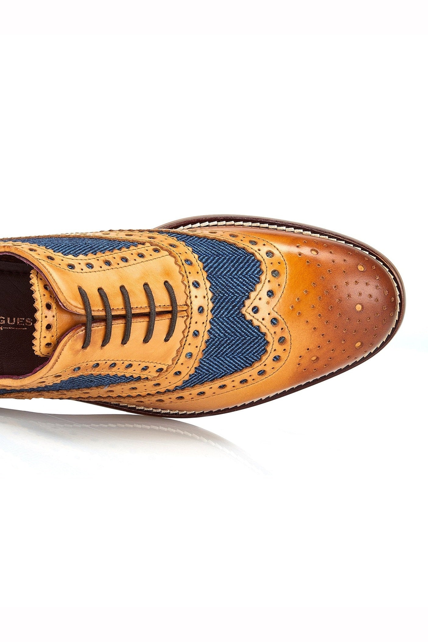 TAN BLUE TWEED OXFORD BROGUES