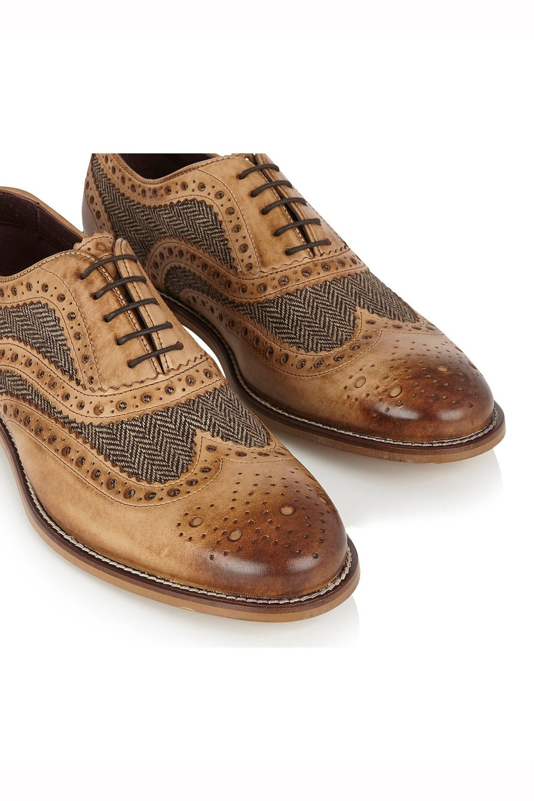 TAN BROWN TWEED OXFORD BROGUES