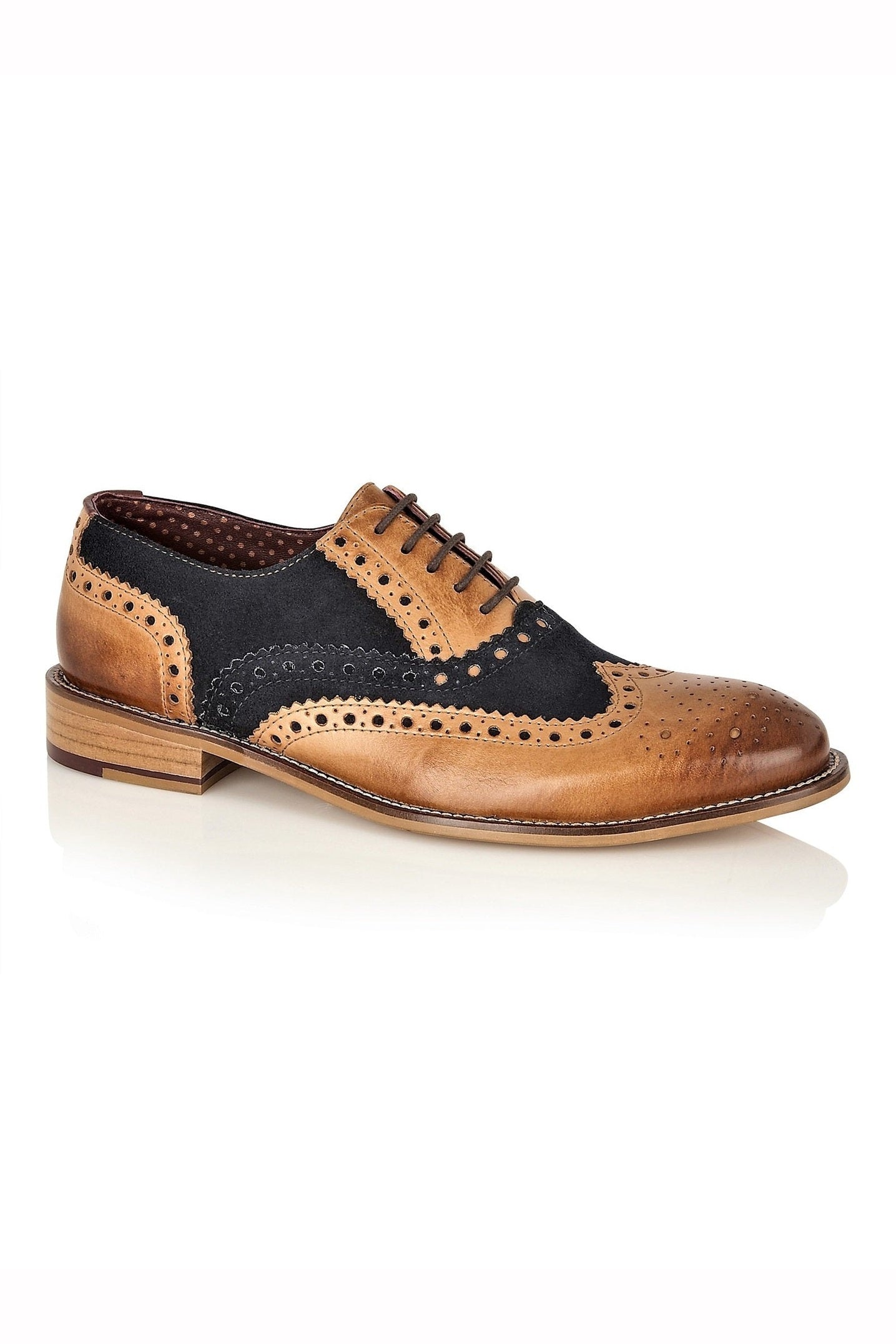 TAN NAVY SUEDE OXFORD BROGUES