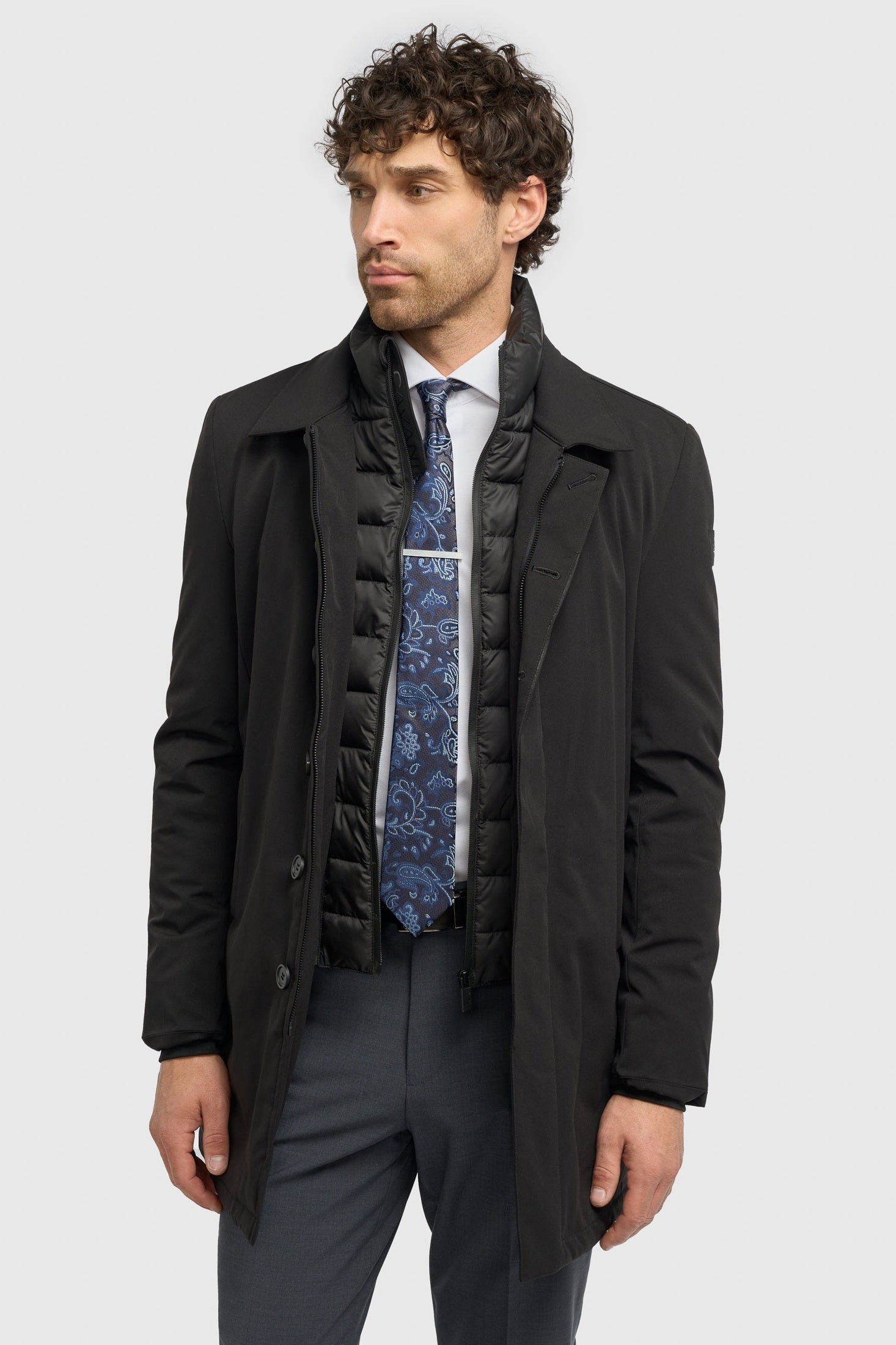 Cavani Heston Mac Black Padded Long Coat – Men’s Winter Overcoat