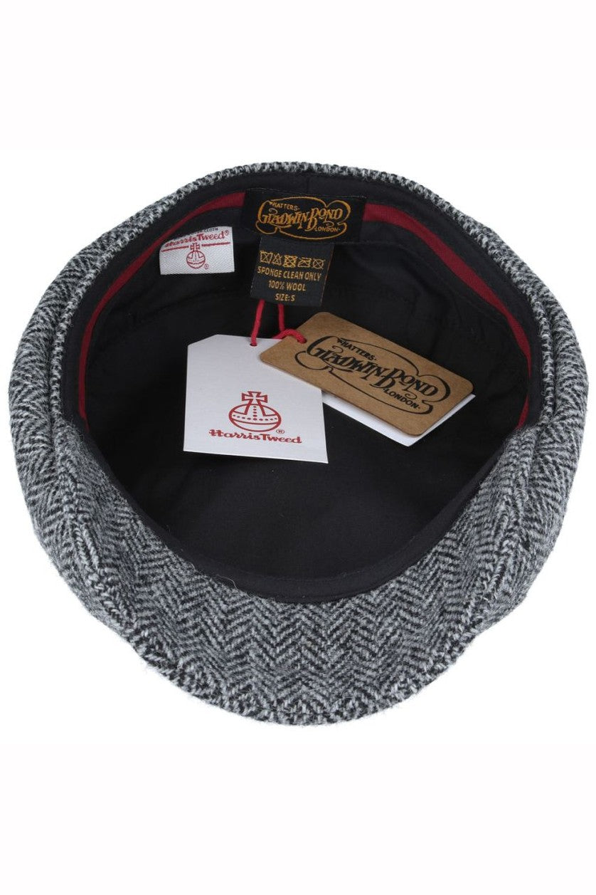 GRAY PURE WOOL TWEED FLAT CAP