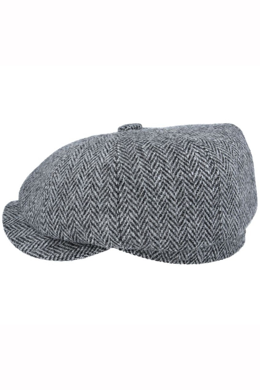 GRAY PURE WOOL TWEED FLAT CAP