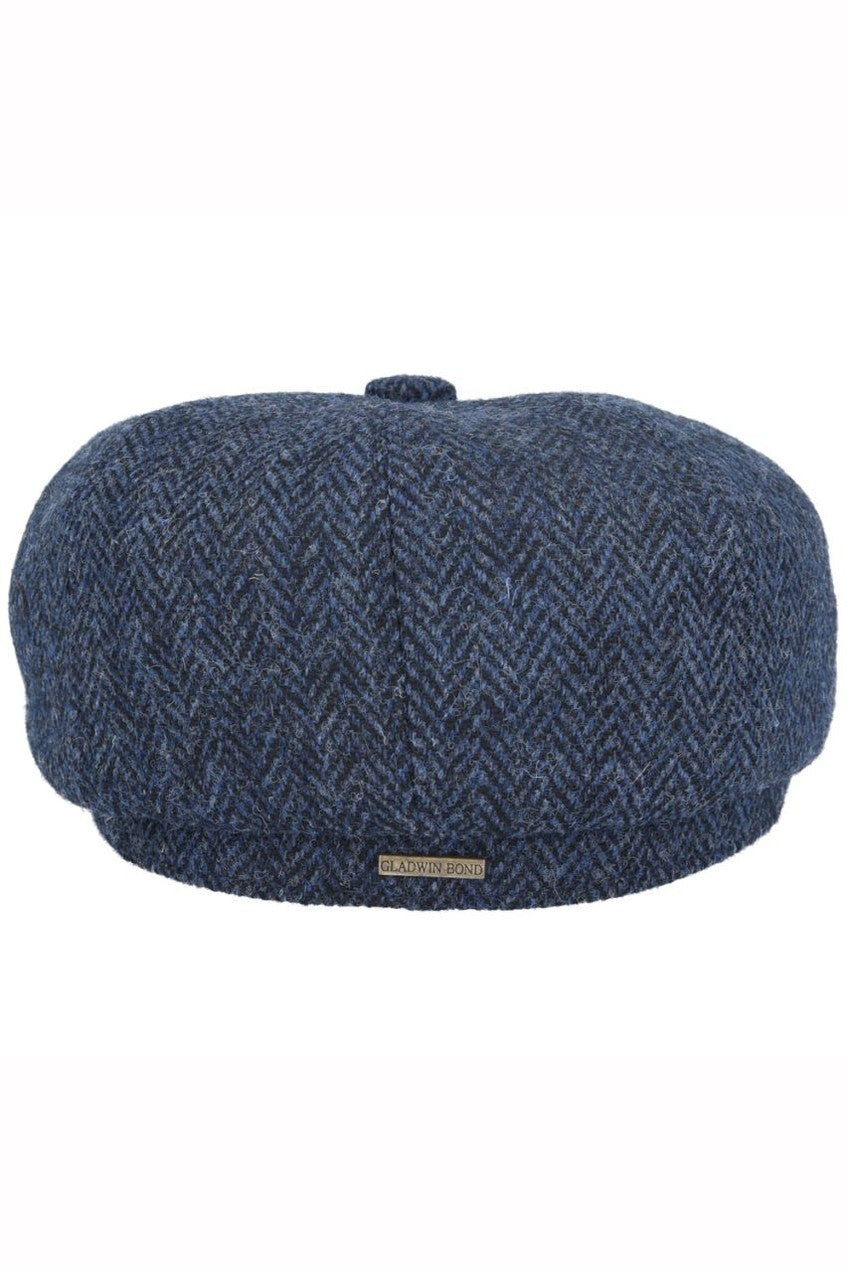 NAVY PURE WOOL TWEED FLAT CAP