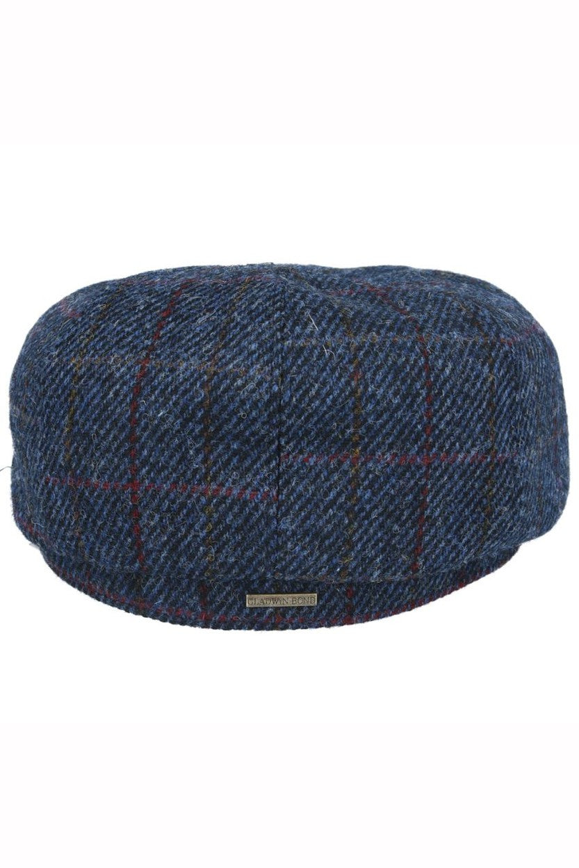 NAVY TWEED PURE WOOL FLAT CAP