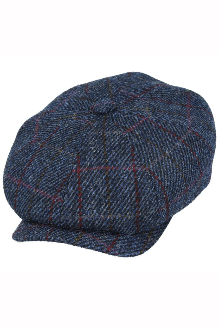 NAVY TWEED PURE WOOL FLAT CAP