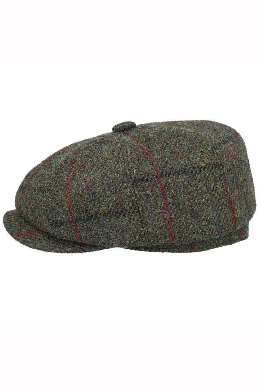 GREEN TWEED PURE WOOL FLAT CAP