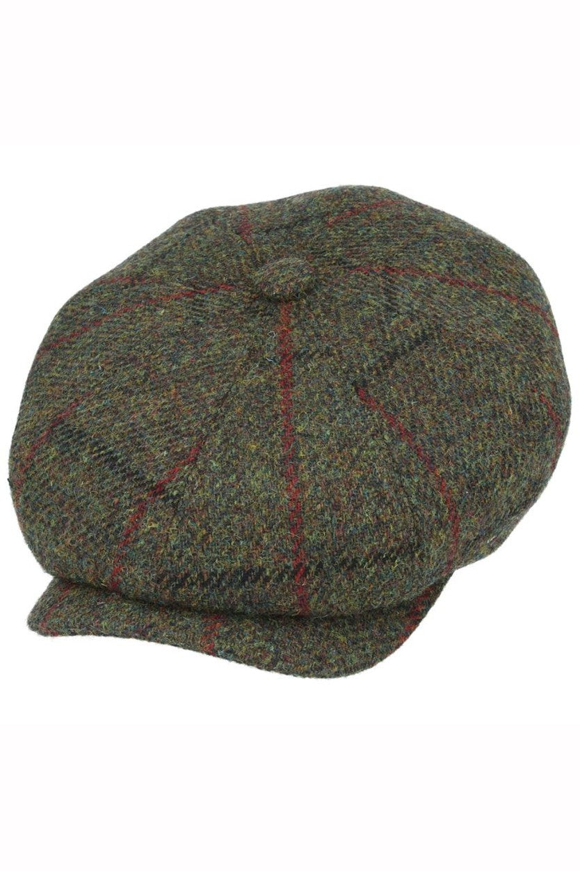 GREEN TWEED PURE WOOL FLAT CAP