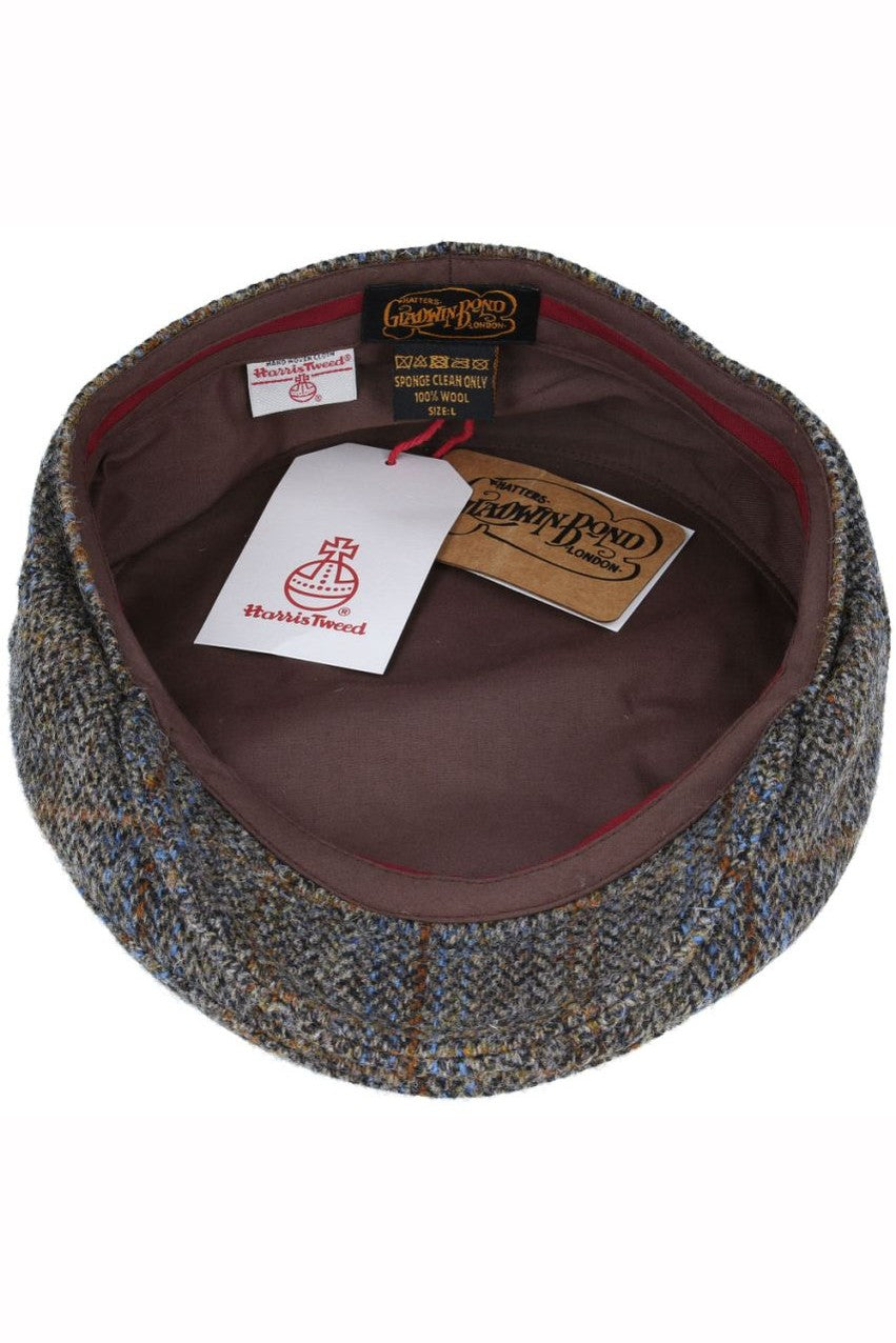 GREEN HERRINGBONE PURE SCOTTISH WOOL FLAT CAP
