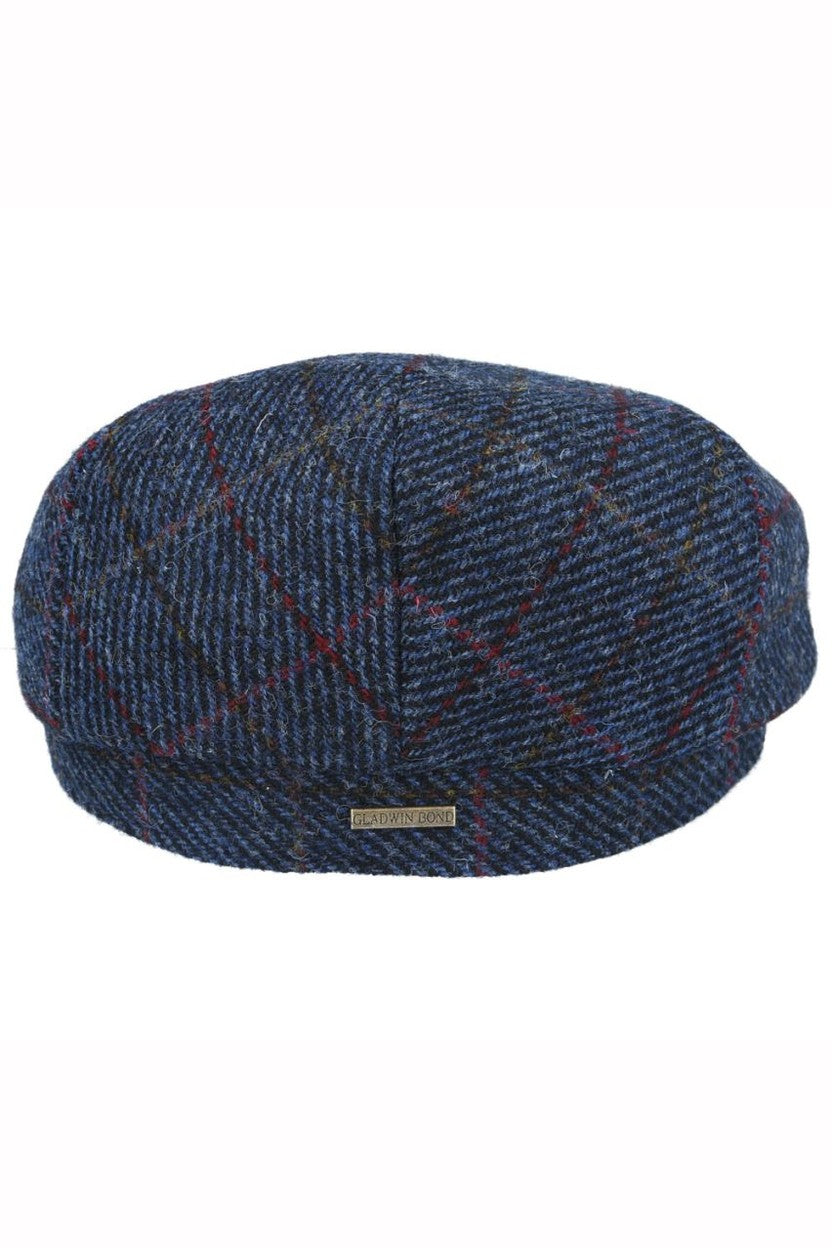 NAVY HERRINGBONE PURE SCOTTISH WOOL FLAT CAP