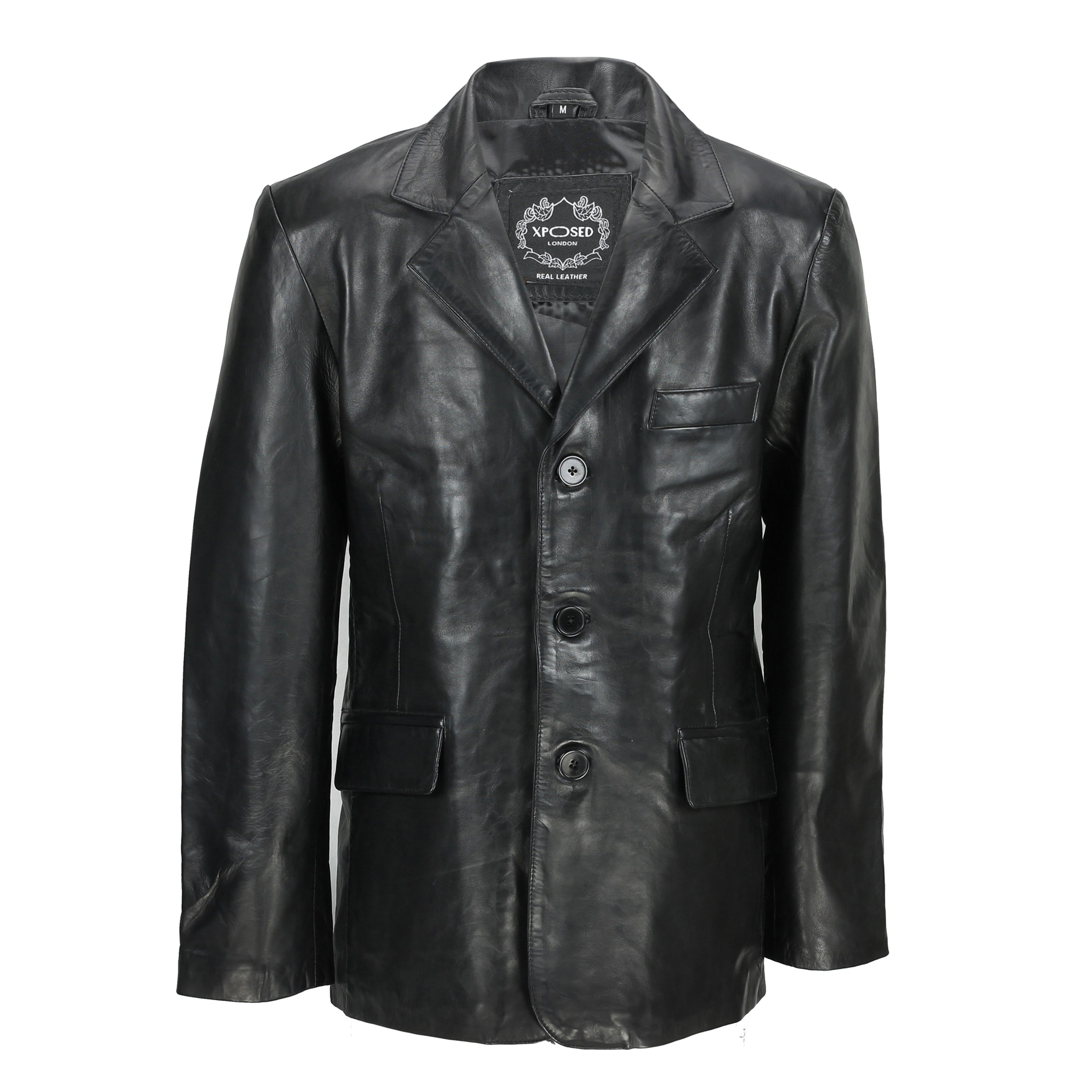 MEN’S VINTAGE MID LENGTH BLACK LEATHER JACKET