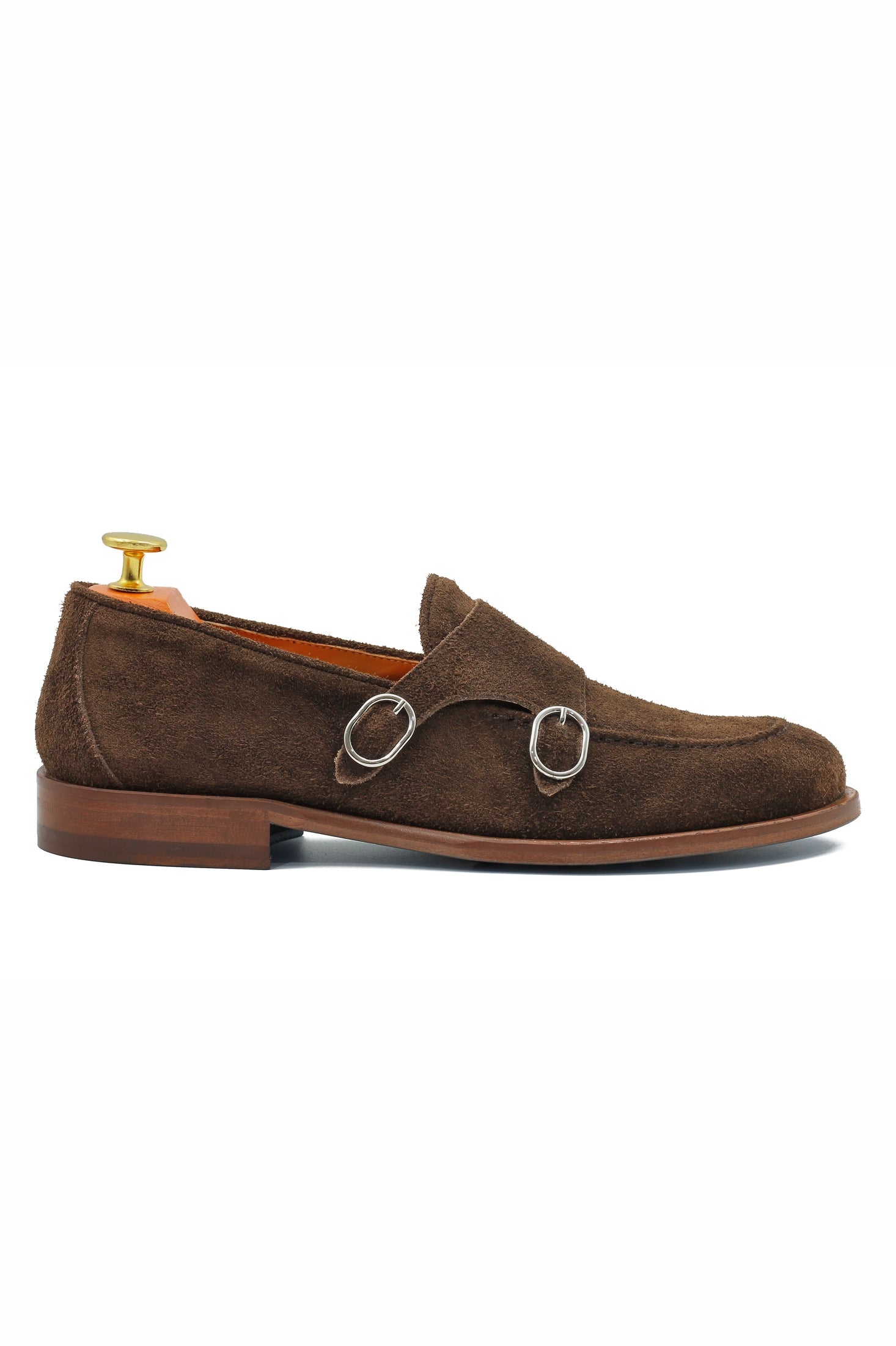 BROWN ITALIAN SUEDE DOUBLE BUCKLE LOAFER