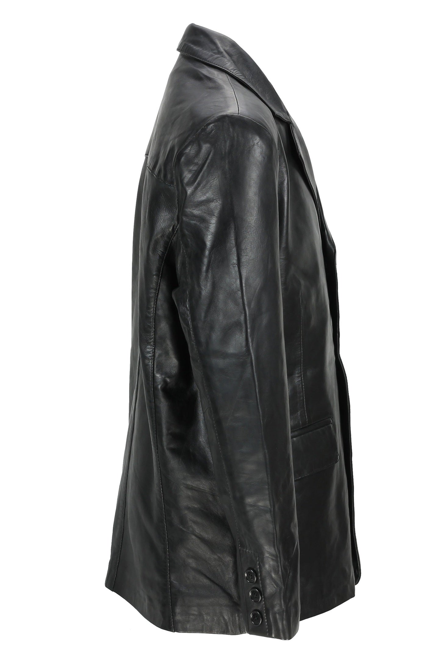 MEN’S VINTAGE MID LENGTH BLACK LEATHER JACKET