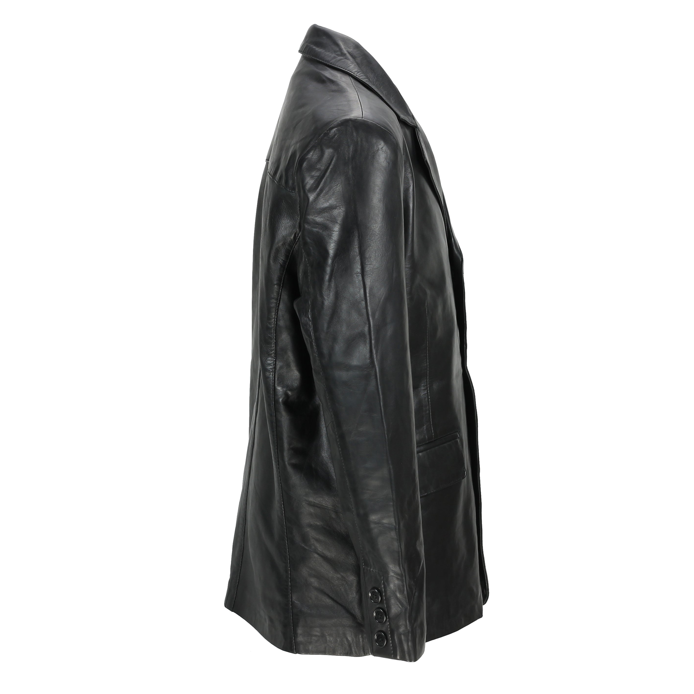 MEN’S VINTAGE MID LENGTH BLACK LEATHER JACKET